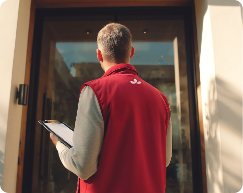 Técnico de manutenção visitando uma casa